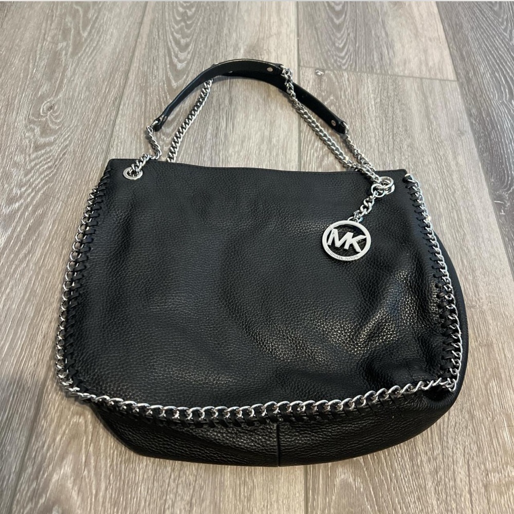 Michael Kors Black Shoulder Bag with Silver Chain